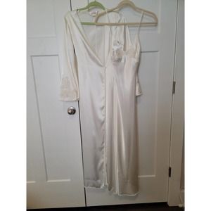 Victoria's Secret XS Set Long Satin Gown & Robe W/ Sequins & Appliqués Bridal